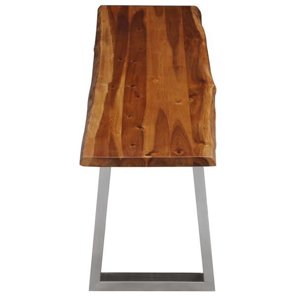 vidaXL tömör akácfa és rozsdamentes acél pad 140 cm