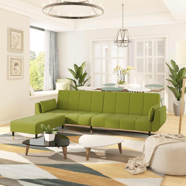 vidaXL k&eacute;tszem&eacute;lyes vil&aacute;gosz&ouml;ld kanap&eacute;&aacute;gy zs&aacute;mollyal &eacute;s k&eacute;t p&aacute;rn&aacute;val