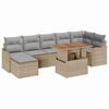 vidaXL Kerti Kanap&eacute; Szett t&aacute;rol&oacute;val 8 pcs B&eacute;zs Poli rattan