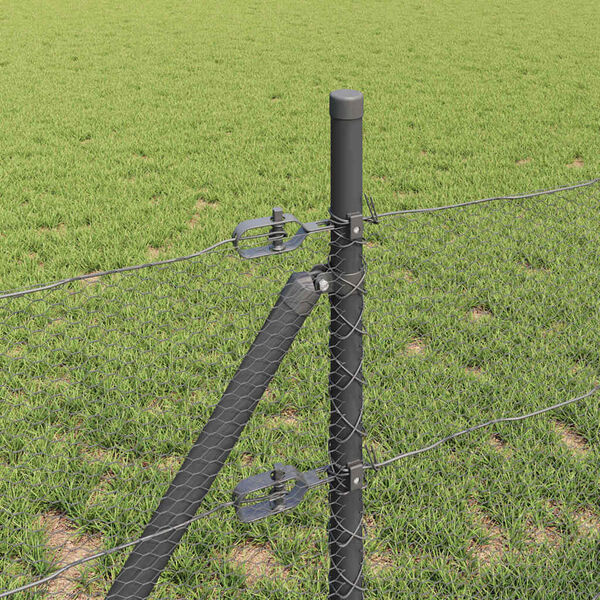 vidaXL Ker&iacute;t&eacute;soszlop Sz&uuml;rke 25 x 0,6 m (13 mm h&aacute;l&oacute;) Ac&eacute;l &eacute;s PVC