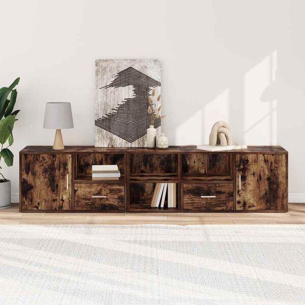 vidaXL f&uuml;st&ouml;s t&ouml;lgy sz&iacute;nű szerelt fa sarokszekr&eacute;ny 200x40x45 cm