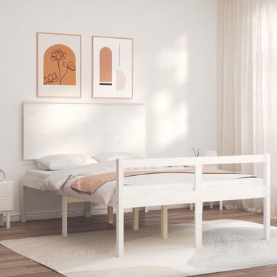 vidaXL fehér tömör fa ágy időseknek fejtámlával Small Double