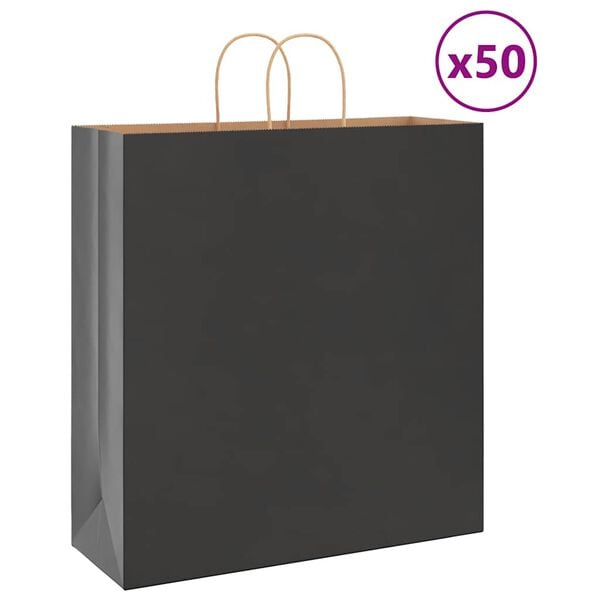 vidaXL 50 db fekete pap&iacute;rzacsk&oacute;k foganty&uacute;kkal 45x17x48 cm