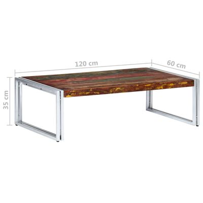 vidaXL újrahasznosított tömör fa dohányzóasztal 120 x 60 x 35 cm