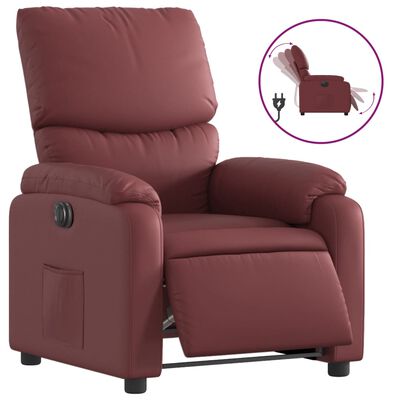 vidaXL bordó műbőr elektromos dönthető fotel