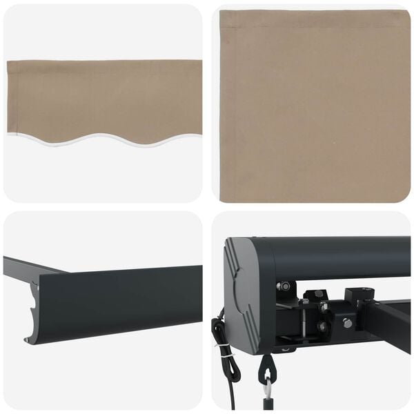 vidaXL Napernyő Bézs 350 x 250 x 165 cm Pamut és Alumínium