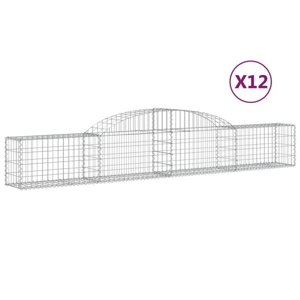 vidaXL 12 db íves horganyzott vas gabion kosár 300x30x40/60 cm