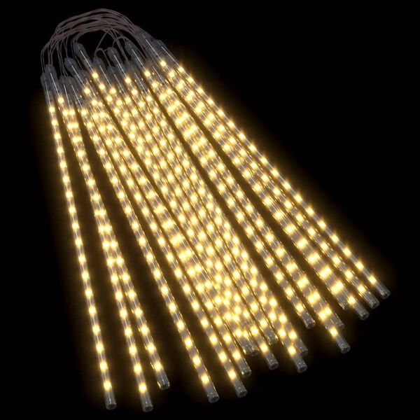 vidaXL 20 db 720 LED-es meleg feh&eacute;r bel-/k&uuml;lt&eacute;ri meteor f&eacute;nyf&uuml;z&eacute;r 50cm