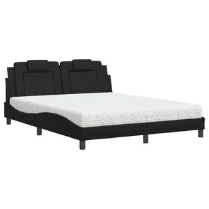 vidaXL fekete műbőr &aacute;gy Viana matraccal 160 x 200 cm