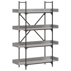 vidaXL 4-szintes sz&uuml;rke sonoma szerelt fa k&ouml;nyvespolc 100x33x145,5 cm
