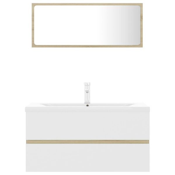 vidaXL feh&eacute;r-sonoma sz&iacute;nű szerelt fa f&uuml;rdőszobai b&uacute;torszett