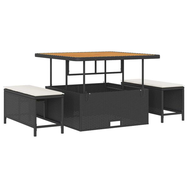 vidaXL Kerti Kanap&eacute; Szett p&aacute;rn&aacute;val 11 pcs Fekete polirattan