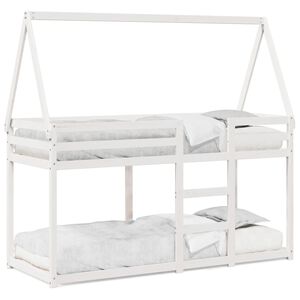 vidaXL feh&eacute;r t&ouml;m&ouml;r fenyőfa &aacute;gy emelettel &eacute;s tetővel 80 x 200 cm