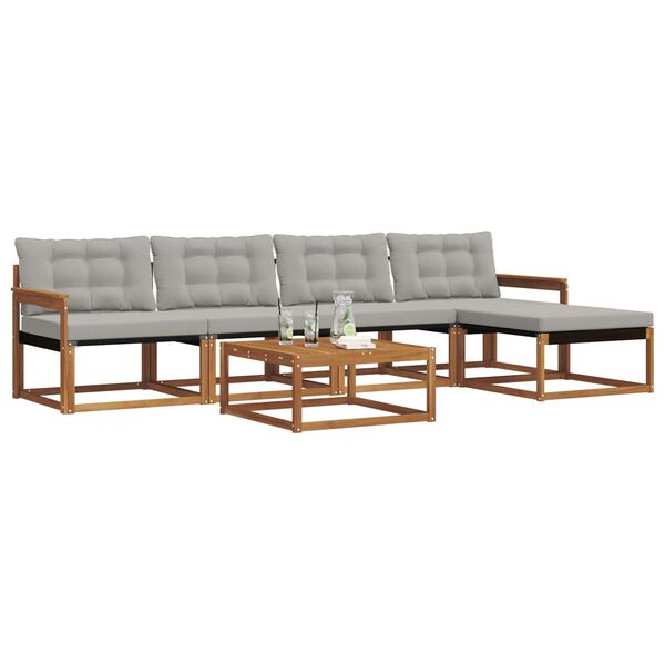 vidaXL K&uuml;lt&eacute;ri kanap&eacute; szett 6 pcs Term&eacute;szetes &eacute;s Vil&aacute;gossz&uuml;rke