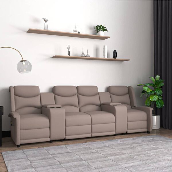 vidaXL 4 személyes tópszínű dönthető masszázsfotel pohártartóval