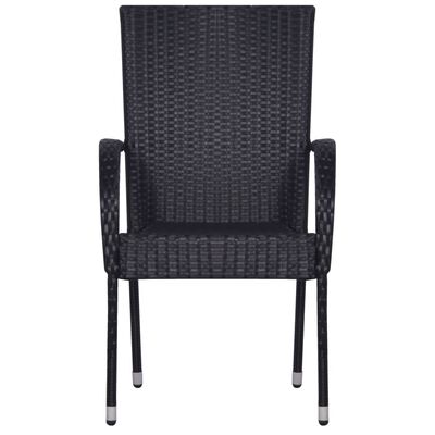 vidaXL 2 db fekete rakásolható polyrattan kültéri szék