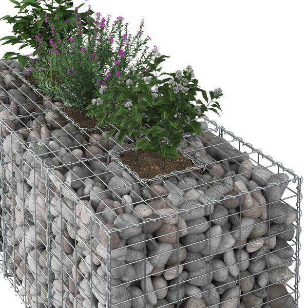 vidaXL Gabion emelt &aacute;gy Ez&uuml;st 140 x 60 x 55 cm Horganyzott ac&eacute;l
