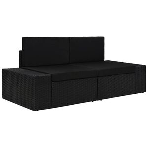 vidaXL 2 szem&eacute;lyes fekete elemes polyrattan kanap&eacute;