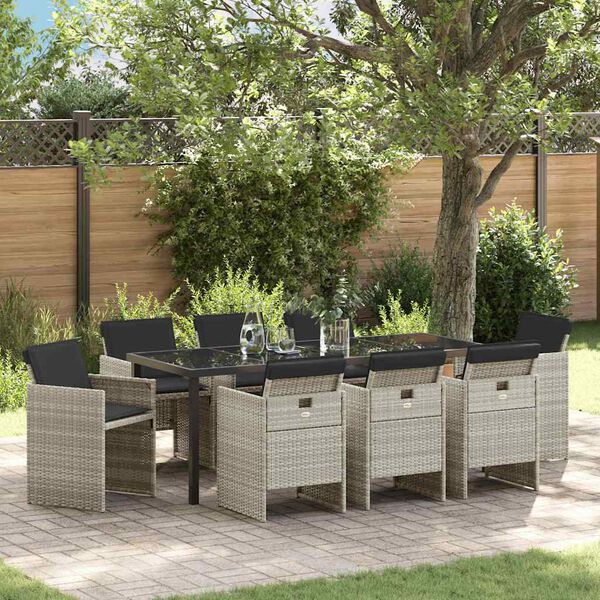 vidaXL Kert &eacute;tkező szett 9 pcs Vil&aacute;gossz&uuml;rke polirattan