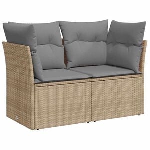 vidaXL 2 szem&eacute;lyes b&eacute;zs polyrattan kerti kanap&eacute; p&aacute;rn&aacute;val