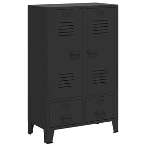 vidaXL ipari st&iacute;lus&uacute; fekete f&eacute;m ruh&aacute;sszekr&eacute;ny 67 x 35 x 107 cm