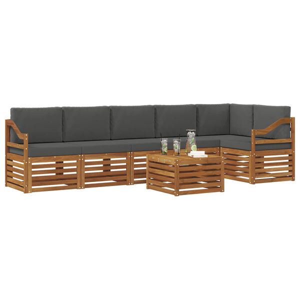 vidaXL Szegment&aacute;lt kanap&eacute; szett p&aacute;rn&aacute;val 7 pcs Term&eacute;szetes &eacute;s antracit