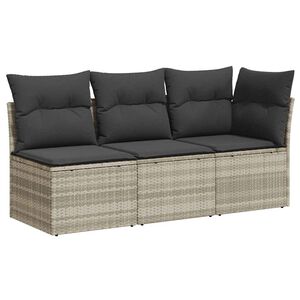 vidaXL 3 szem&eacute;lyes vil&aacute;gossz&uuml;rke polyrattan kerti kanap&eacute; p&aacute;rn&aacute;val