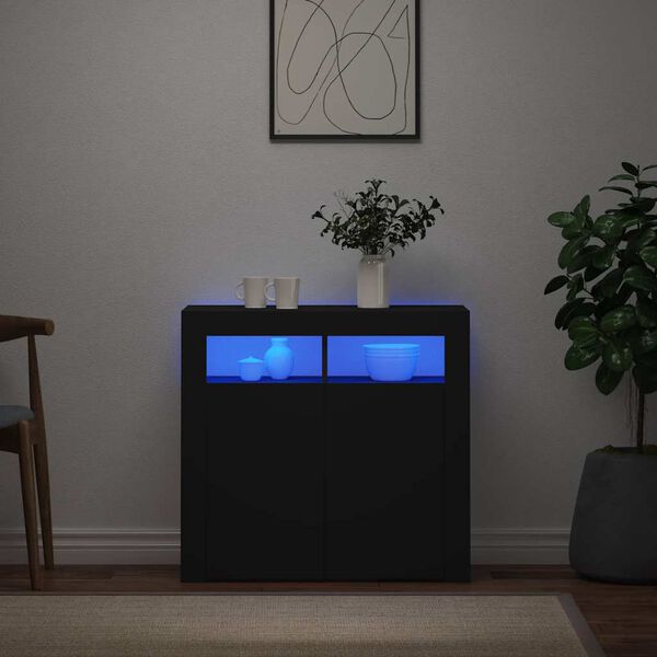vidaXL fekete t&aacute;lal&oacute;szekr&eacute;ny LED-vil&aacute;g&iacute;t&aacute;ssal 80 x 35 x 75 cm