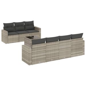 vidaXL 8 r&eacute;szes vil&aacute;gossz&uuml;rke polyrattan kerti &uuml;lőgarnit&uacute;ra p&aacute;rn&aacute;val
