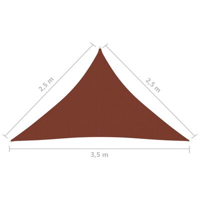 vidaXL terrakotta háromszögű oxford-szövet napvitorla 2,5x2,5x3,5 m