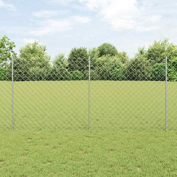 vidaXL Ker&iacute;t&eacute;s oszlopokkal Ez&uuml;st 1,2 x 25 m Ac&eacute;l