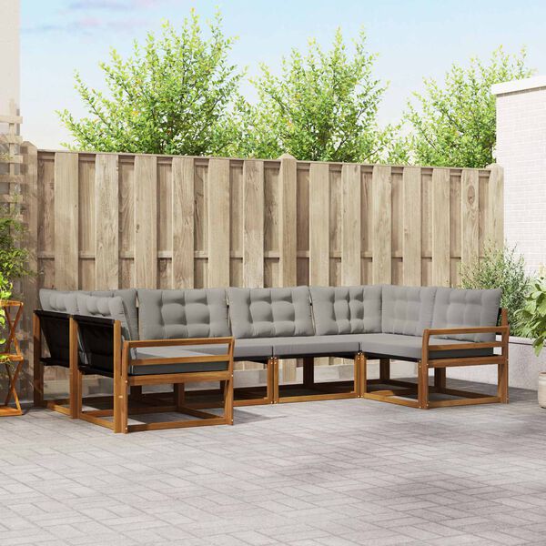 vidaXL K&uuml;lt&eacute;ri kanap&eacute; szett 6 pcs Term&eacute;szetes &eacute;s Vil&aacute;gossz&uuml;rke