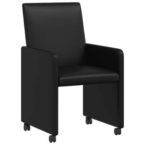 vidaXL Kerekes &Eacute;tkező Sz&eacute;kek 2 db Műbőr Fekete 57 x 66 x 94 cm