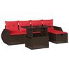 vidaXL 6 db barna polyrattan kerti kanap&eacute;garnit&uacute;ra p&aacute;rn&aacute;kkal