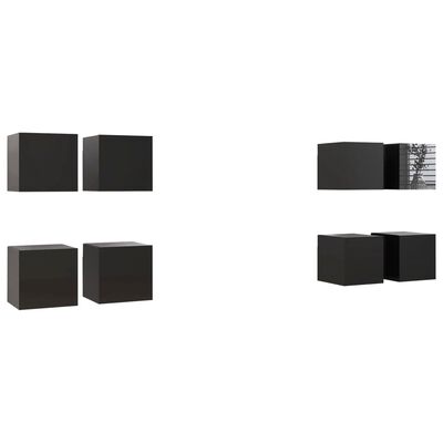 vidaXL 8 db magasfényű fekete fali TV-szekrény 30,5 x 30 x 30 cm