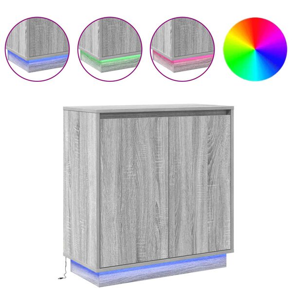 vidaXL LED t&aacute;lal&oacute; polcokkal Sz&uuml;rke Sonoma 71 x 34,5 x 75 cm Faanyag