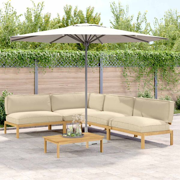 vidaXL Kanap&eacute; Szett p&aacute;rn&aacute;val Egysz&iacute;nű 5 pcs B&eacute;zs T&ouml;m&ouml;r Ak&aacute;cfa