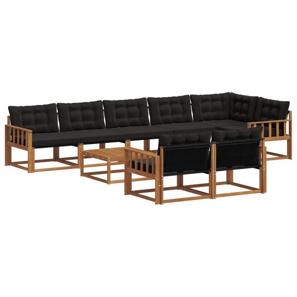 vidaXL K&uuml;lt&eacute;ri kanap&eacute; szett p&aacute;rn&aacute;val 9 pcs Term&eacute;szetes &eacute;s fekete