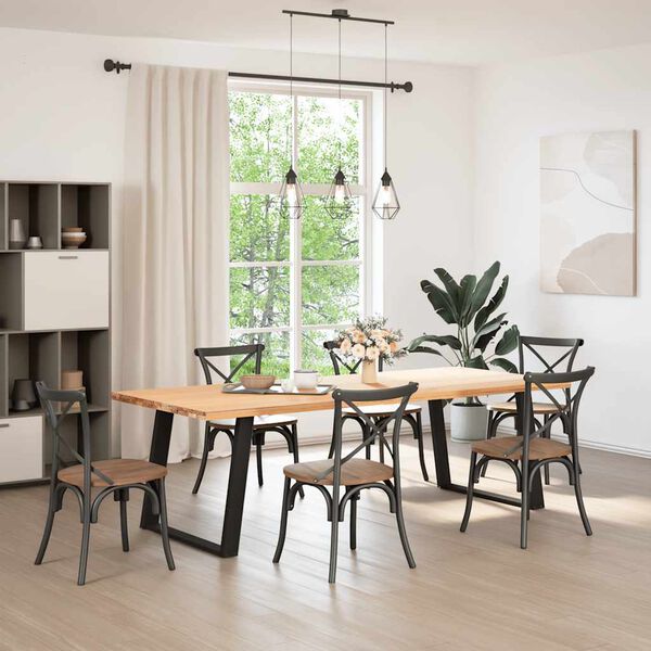 vidaXL 2 db U alakú étkezőasztal láb fekete 100 x (72-73) cm acél étkezőasztalhoz