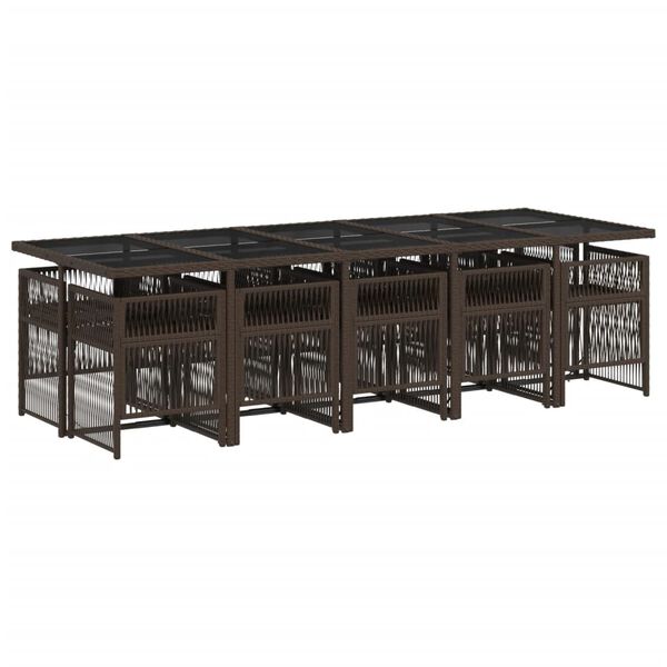 vidaXL 11 r&eacute;szes barna polyrattan kerti &uuml;lőgarnit&uacute;ra p&aacute;rn&aacute;kkal