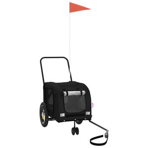 vidaXL fekete oxford szövet és vas kisállatszállító kerékpár-utánfutó