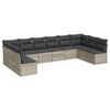 vidaXL 10 r&eacute;szes vil&aacute;gossz&uuml;rke polyrattan kerti &uuml;lőgarnit&uacute;ra p&aacute;rn&aacute;kkal