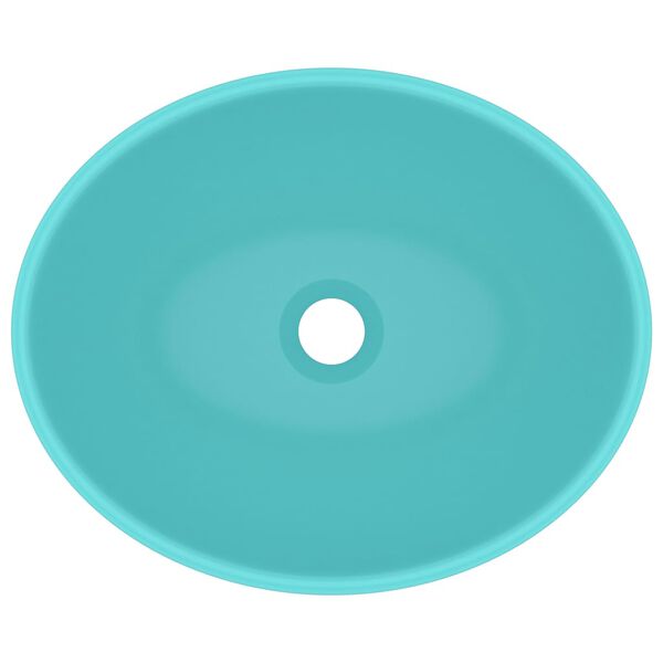 vidaXL ovális matt világoszöld kerámia luxus mosdókagyló 40 x 33 cm