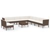 vidaXL 12 r&eacute;szes barna polyrattan kerti &uuml;lőgarnit&uacute;ra p&aacute;rn&aacute;kkal