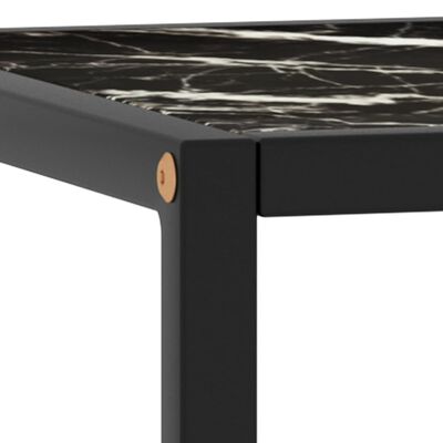 vidaXL fekete dohányzóasztal fekete márványmintás üveggel 40x40x50 cm