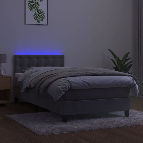 vidaXL vil&aacute;gossz&uuml;rke b&aacute;rsony rug&oacute;s &eacute;s LED-es &aacute;gy matraccal 90x190 cm