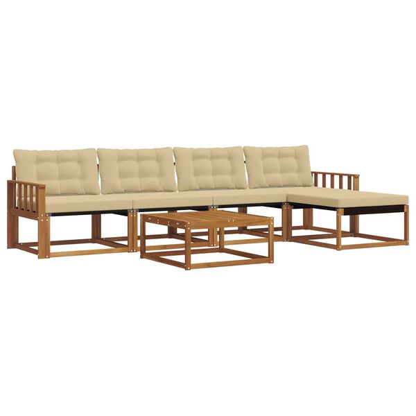 vidaXL K&uuml;lt&eacute;ri kanap&eacute; szett p&aacute;rn&aacute;val 6 pcs Term&eacute;szetes &eacute;s b&eacute;zs