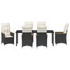 vidaXL Kert &eacute;tkező szett p&aacute;rn&aacute;val 7 pcs Fekete polirattan
