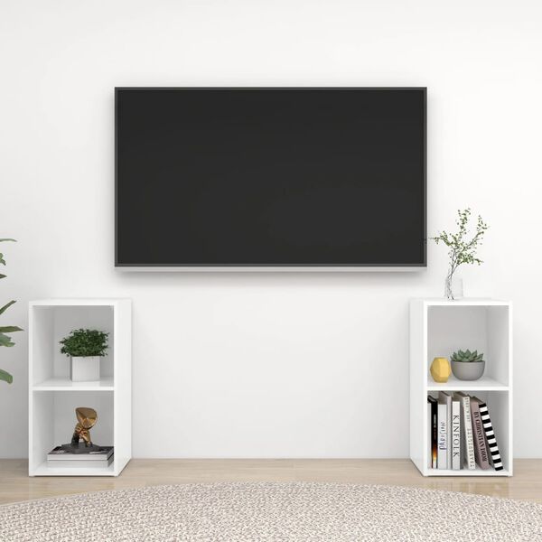 vidaXL 2 db magasf&eacute;nyű feh&eacute;r szerelt fa TV-szekr&eacute;ny 72 x 35 x 36,5 cm