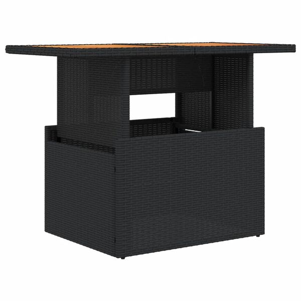 vidaXL fekete polyrattan és akácfa kerti asztal 100 x 55 x 73 cm